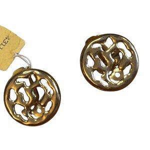 Vintage Gold-Tone D Orlan Statement Earrings 4225